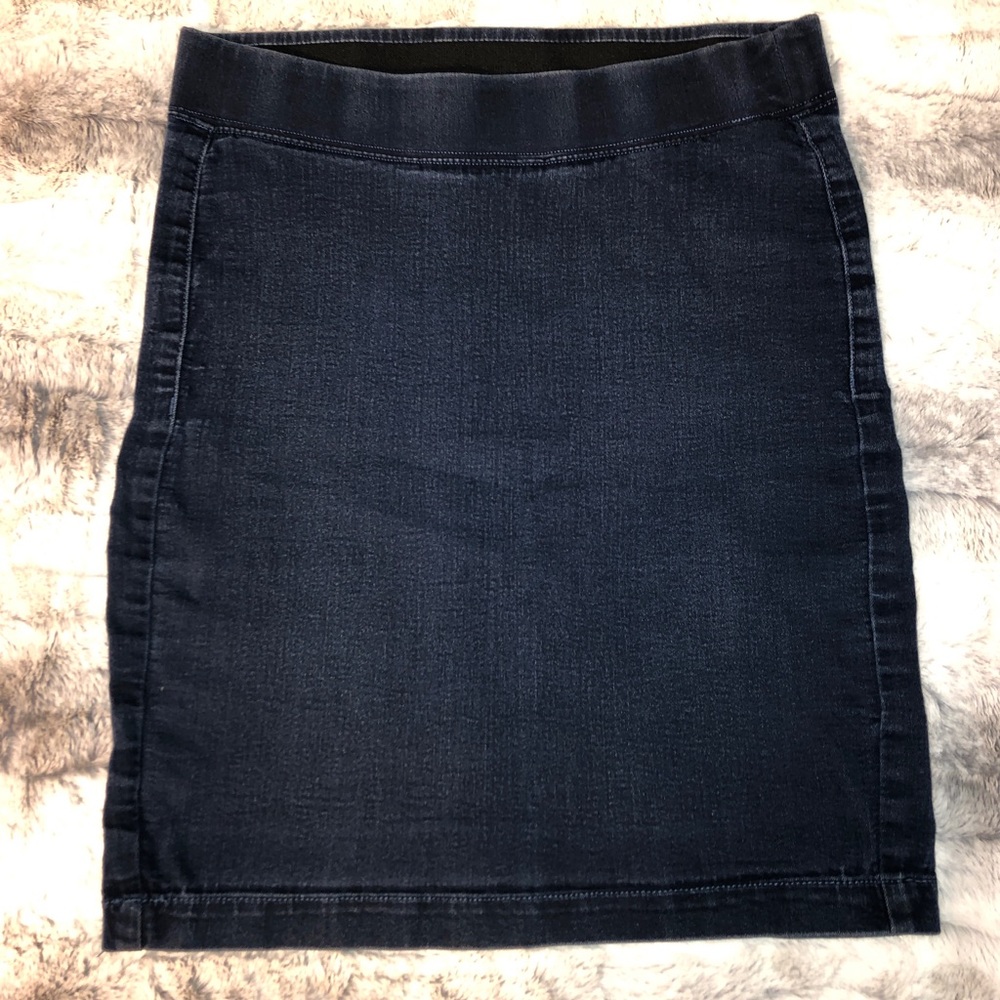Navy Blue Denim Pencil Skirt